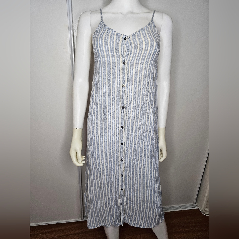 Billabong Striped Button-Down Spaghetti Strap Max… - image 2